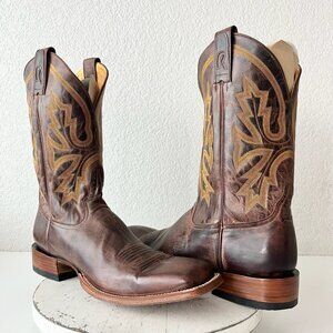 Rod Patrick Mens Cowboy Boots Cognac Leather Square Toe Tall 15.5AAA